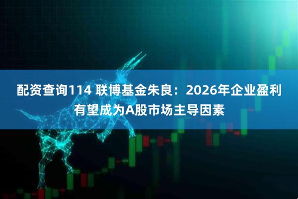 配资查询114 联博基金朱良：2026年企业盈利有望成为A股市场主导因素